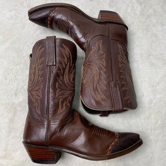 Lucchese 1883 Men's Brown Leather Lizard Western Cowboy Boots Size 9 - Picture 3 of 10